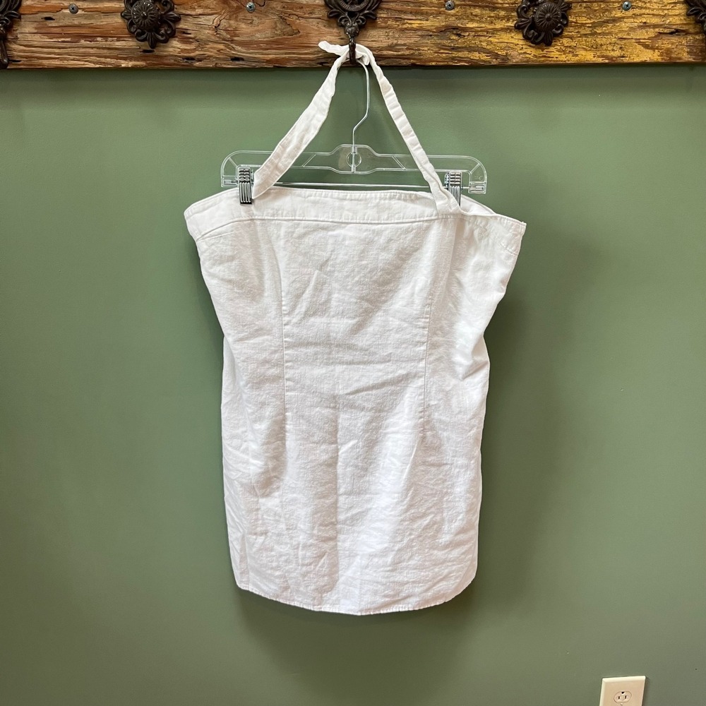 Abercrombie &‎ Fitch Womens White Linen Blend Smocked Halter Top Size XL